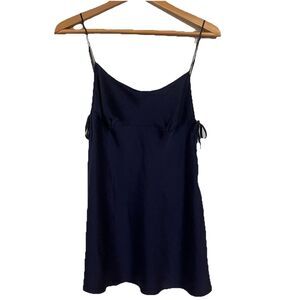 Victoria's Secret 100% SILK Classic Baby Doll Lingerie Chemise, Navy Blue Sz M